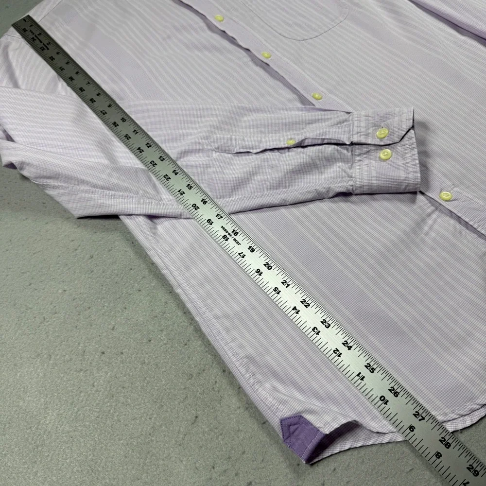 Banana Republic Mens Purple White Check Cotton Button Down Shirt Long Sleeve M